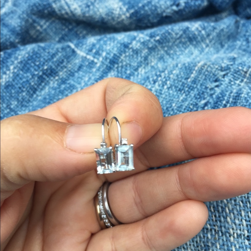 Emerald-Cut Aquamarine drop earrings